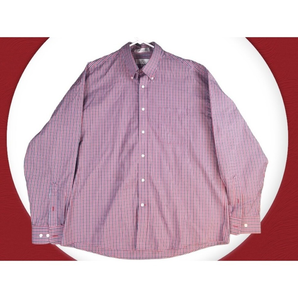 Enro Long Sleeve Dress Shirt 100% Cotton Multicolor Plaid Mens Size XL P2P 26 In